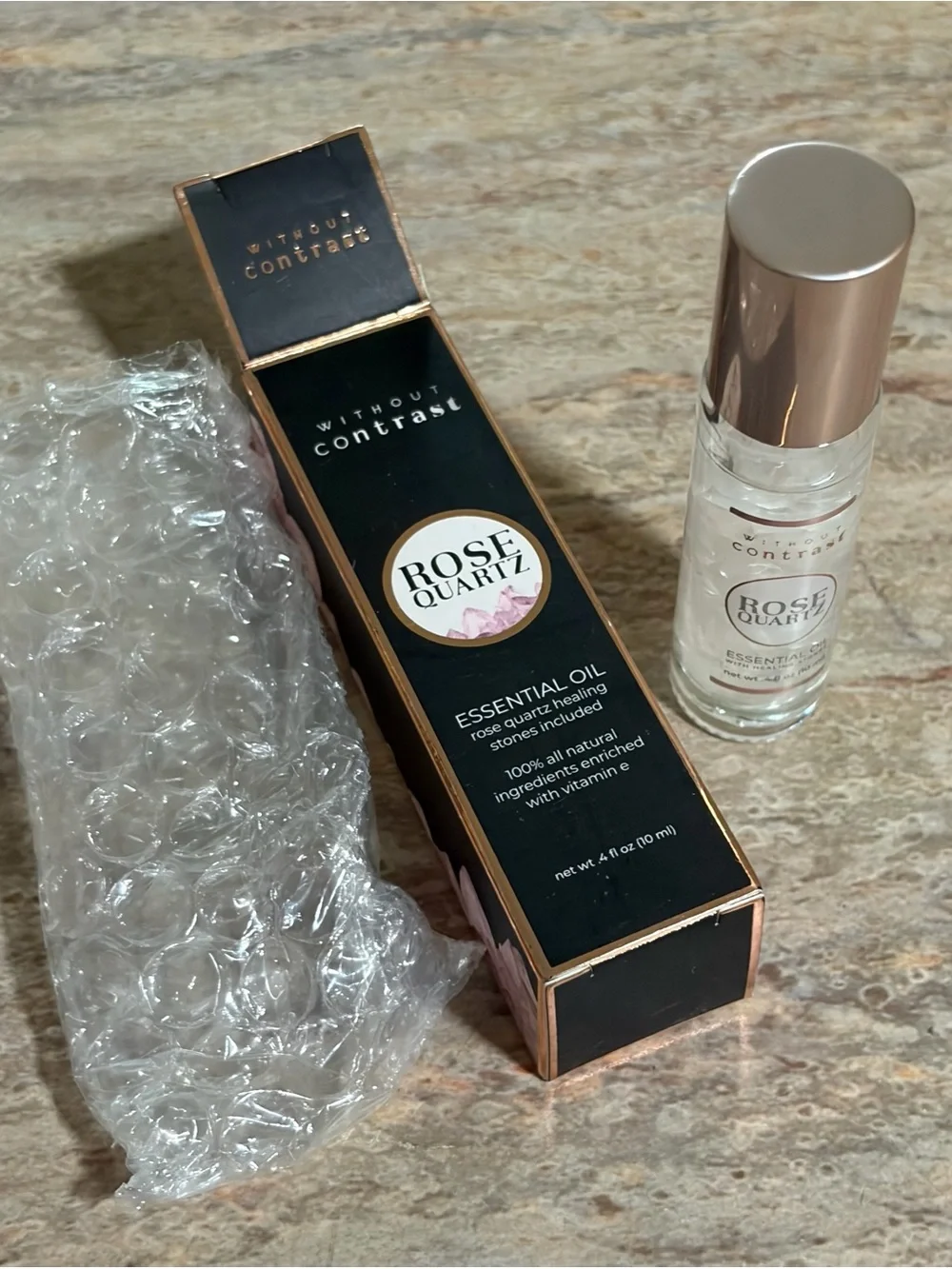 NIB Without Contrast Rose Quartz & Peridot Gemstone Infused Essential Body Oils